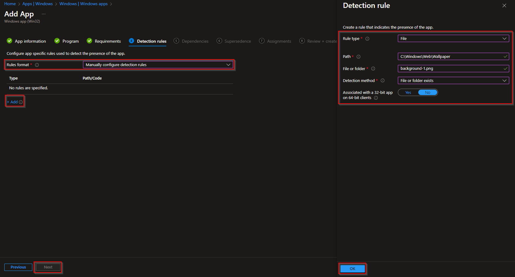 Assigning the application to groups